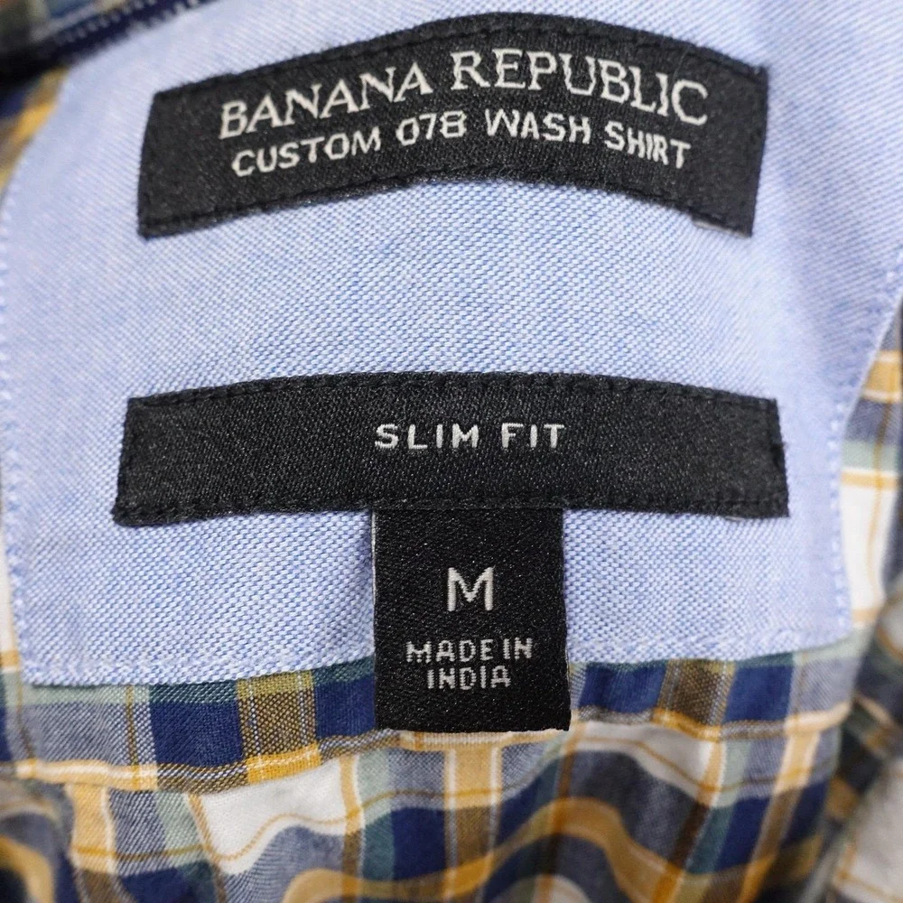 Banana Republic Shirt M Plaid Long Sleeve Button-Up Slim Fit Custom 078 Wash